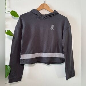 Psycho Bunny Gray Cropped Hooded Sweatshirt - M